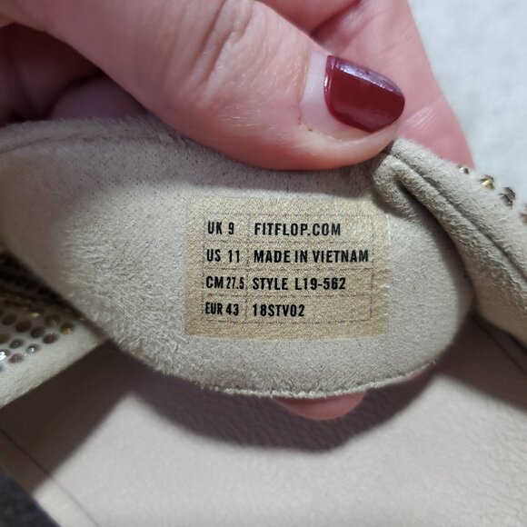 FITFLOP Slip-On Sequin Strobe Slide Sandals Stretch Beach Gold Silver Women's 11 - Picture 10 of 11